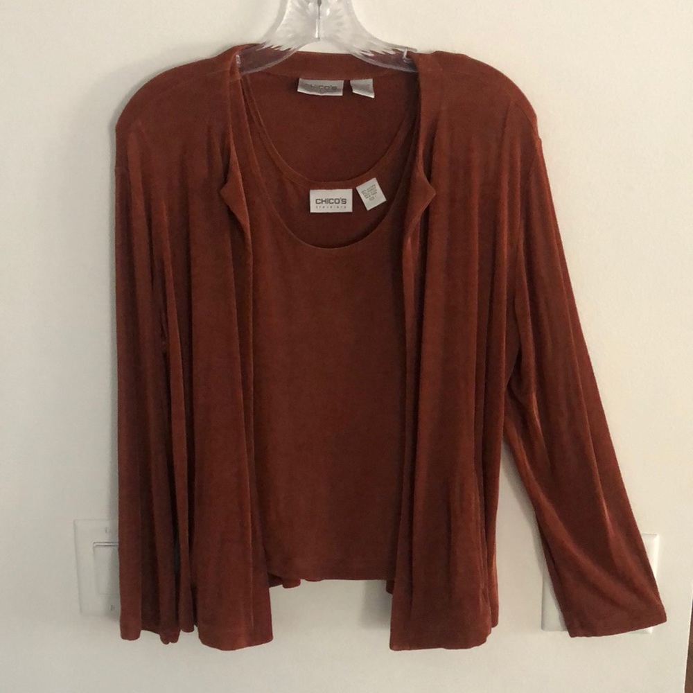 Chico's shell and jacket. Sz 1 camel